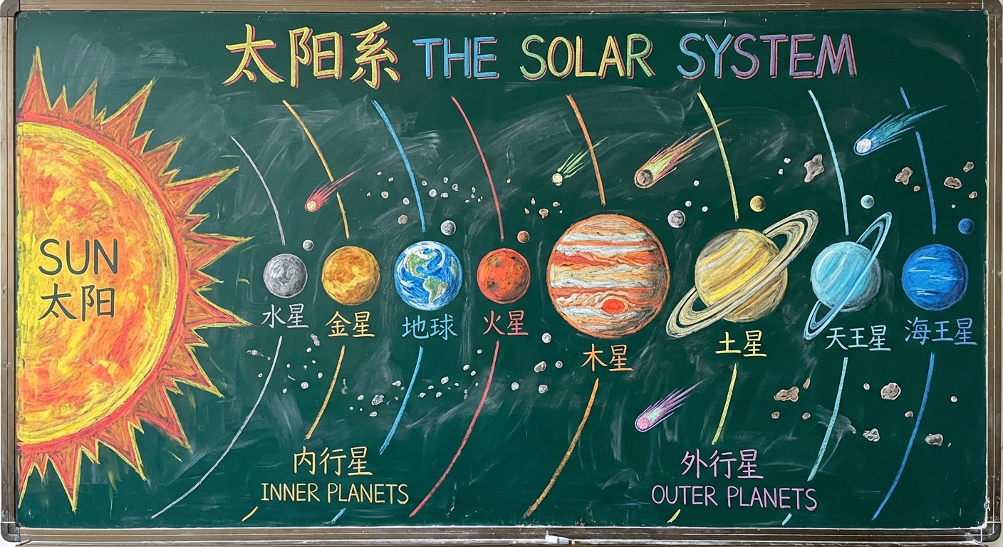 太阳系知识总结黑板图